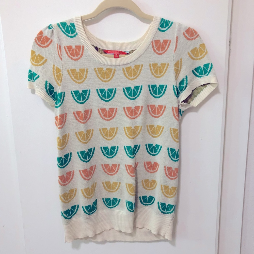 ModCloth short sleeve knit top citrus print